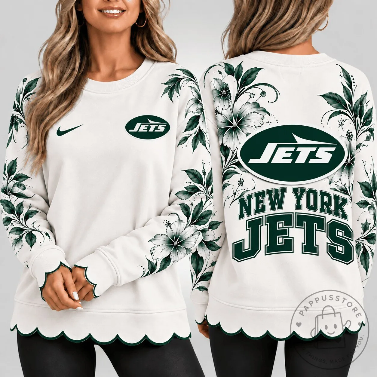 New York Jets Floral Elegance Crewneck Sweatshirt for Women