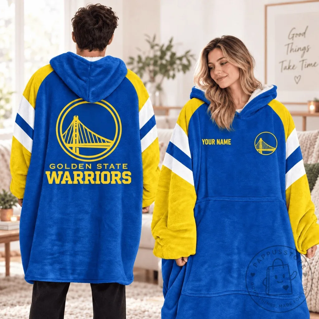 Golden State Warriors Personalized Oversized Wearable Blanket Hoodie Golden State Warriors Personalized Oversized Wearable Blanket Hoodie