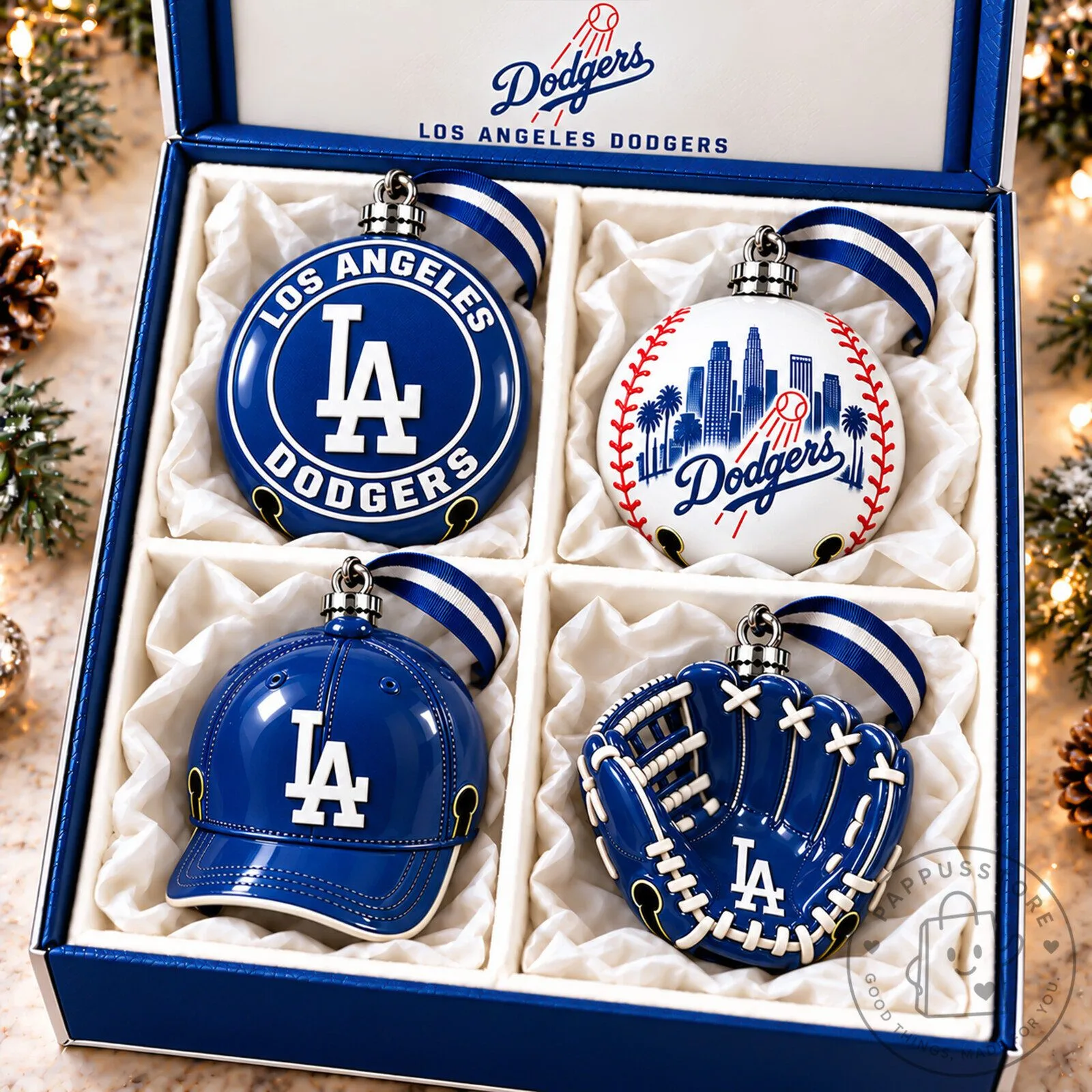 Los Angeles Dodgers Christmas Tree Ornaments Set of Four