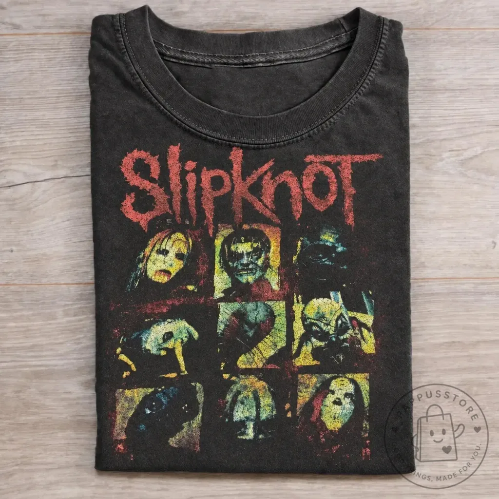 Slipknot Band Members Vintage Style Graphic Black T-Shirt