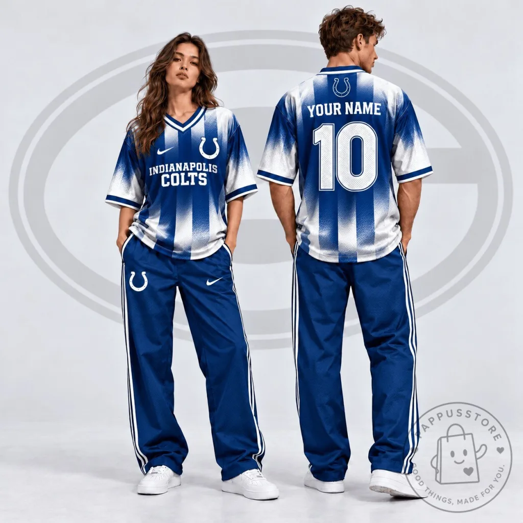Indianapolis Colts Custom Name and Number Gradient Shadow V-Neck Football Jersey