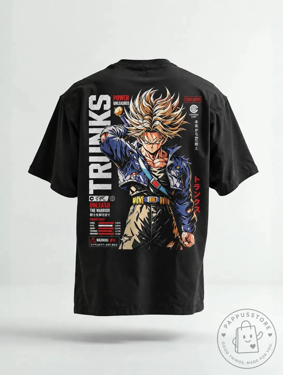 Dragon Ball Z Future Trunks Power Unleashed Anime Black Graphic T-Shirt