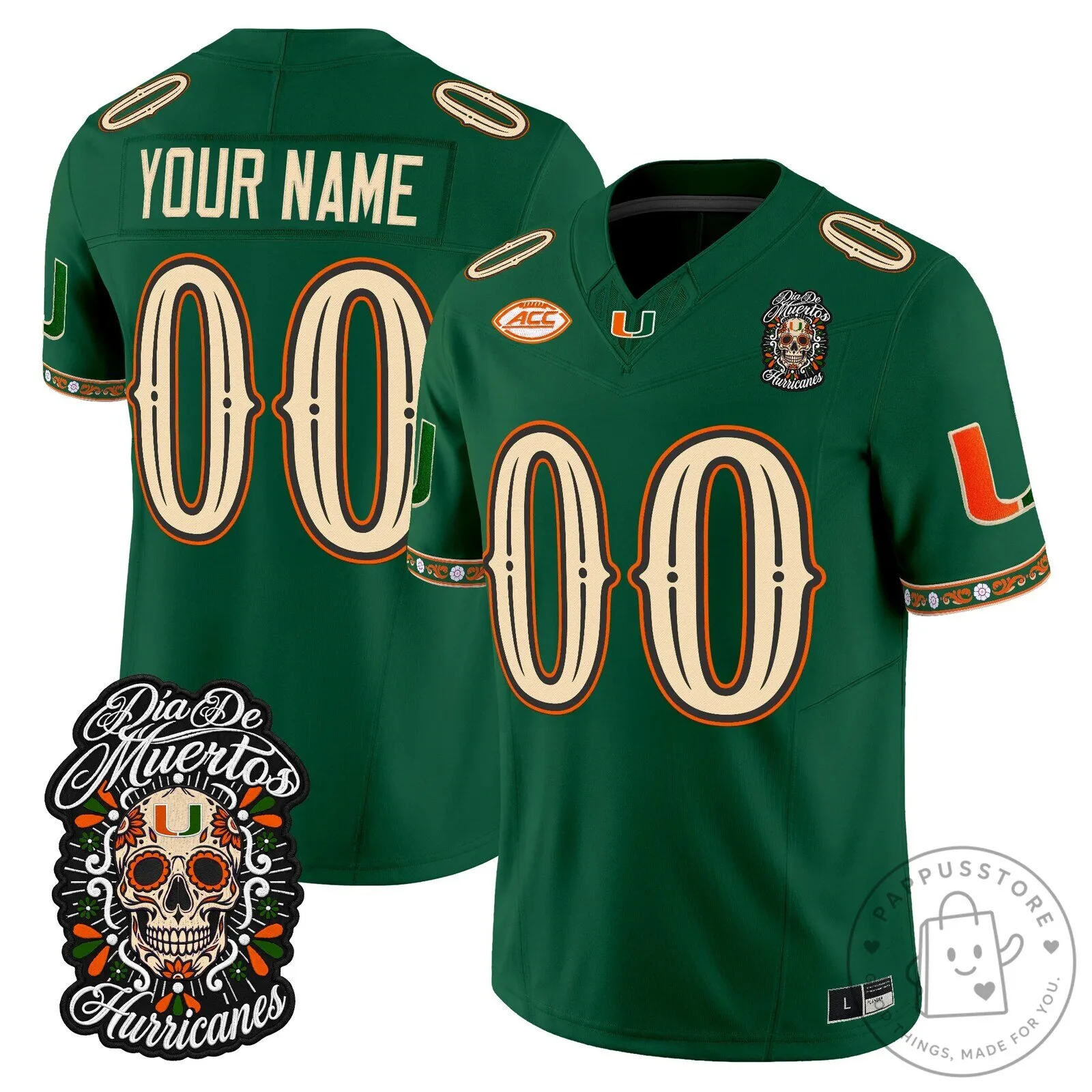 Custom Football Jersey for Dia de los Muertos - Miami Hurricanes