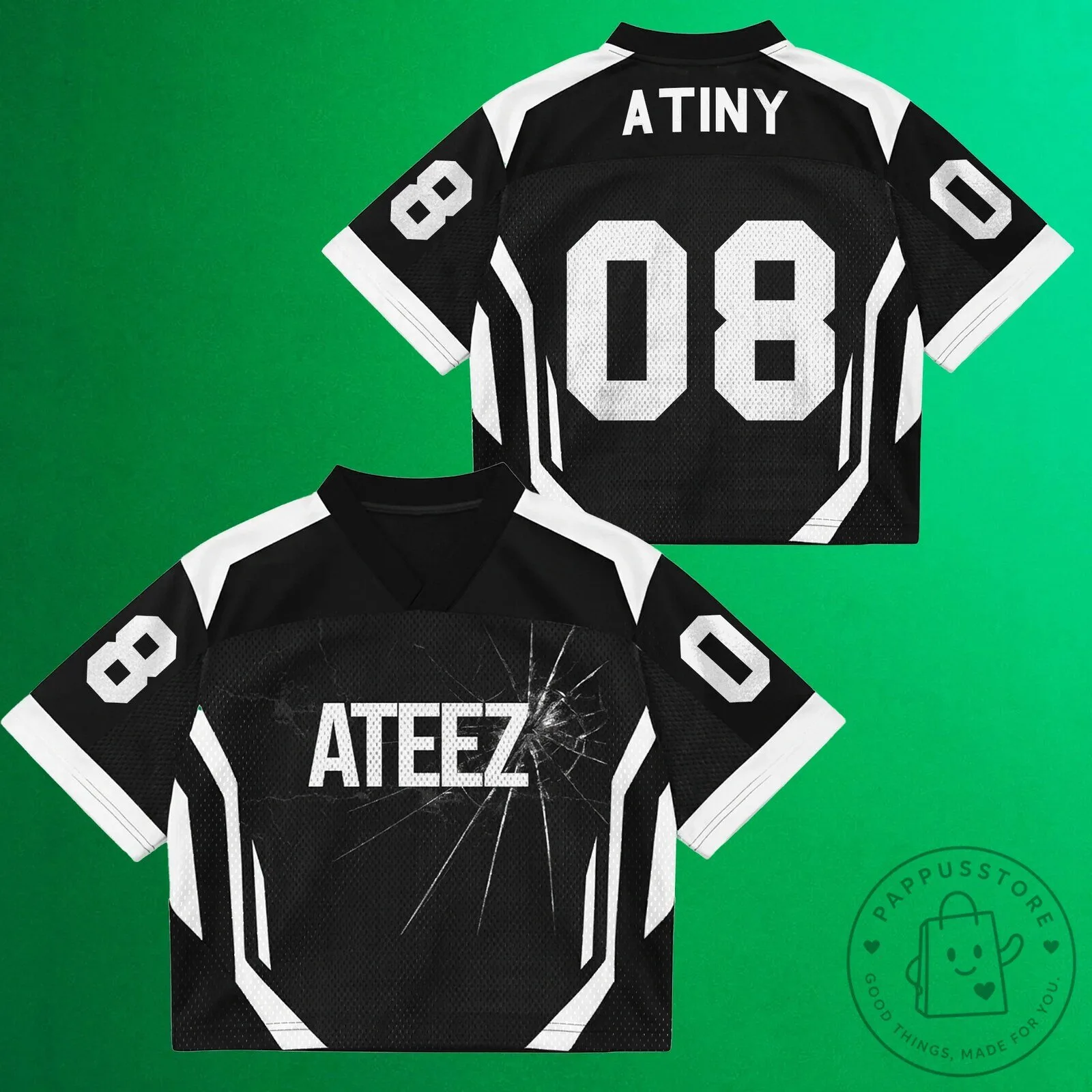ATEEZ Golden Hour Part 1 Black Football Jersey for Atiny Fans