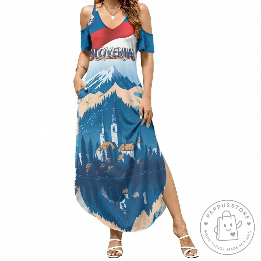 Slovenia Independence Day Lake Bled Julian Alps Landscape Maxi Dress