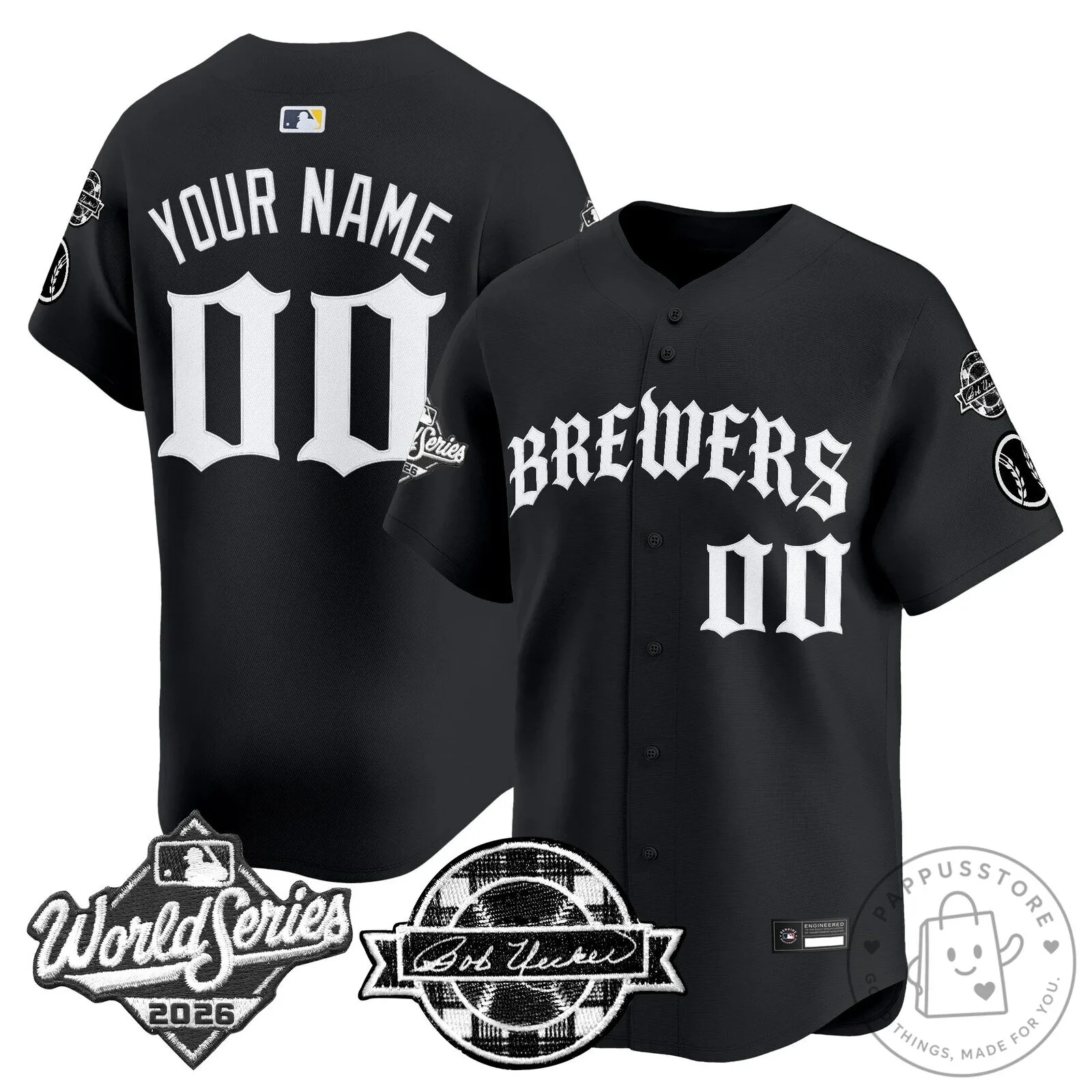 2026 World Series Custom Baseball Jersey in Black for Milwaukee Brewers