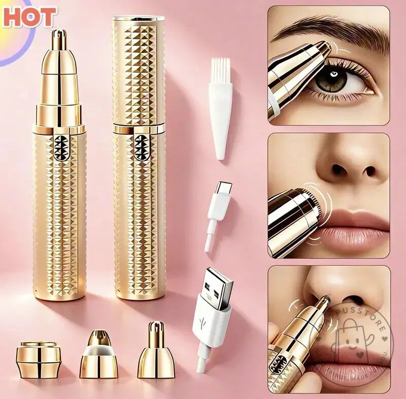 Rechargeable 3-in-1 Facial Hair Trimmer for Women, Eyebrow Shaper and Face Shaver