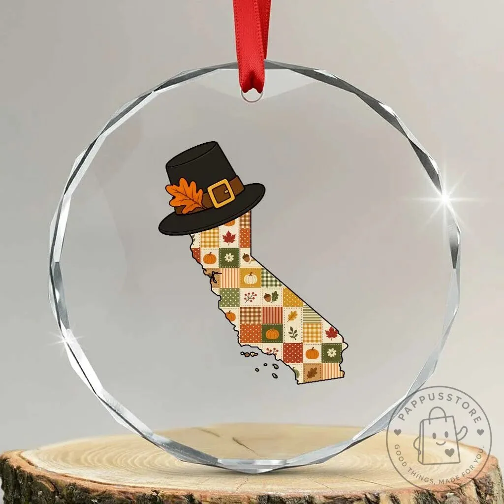 California Thanksgiving Pilgrim Hat Autumn Harvest Crystal Glass Ornament 5 California Thanksgiving Pilgrim Hat Autumn Harvest Crystal Glass Ornament