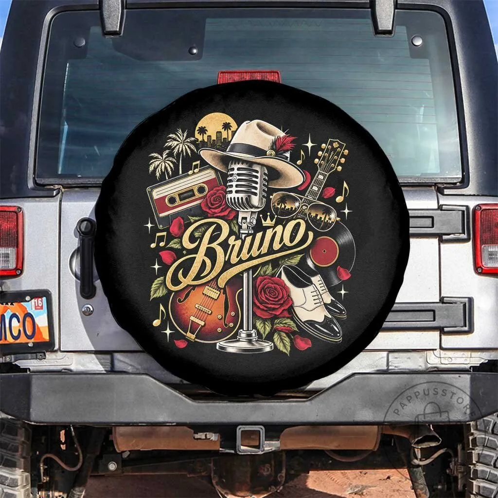 Bruno Mars Music Fan Art Vintage Style Spare Tire Cover for Jeep SUV
