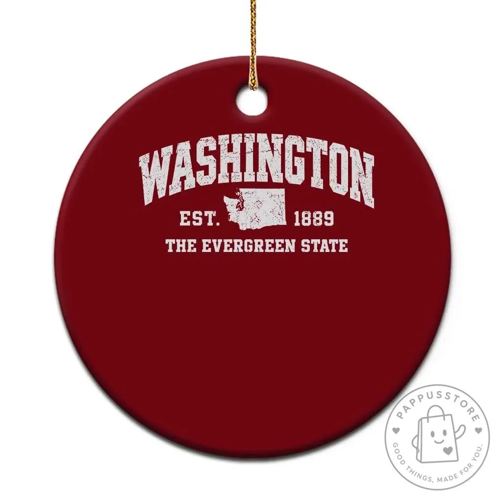 Washington The Evergreen State Vintage Established 1889 Ceramic Christmas Ornament 5 Washington The Evergreen State Vintage Established 1889 Ceramic Christmas Ornament