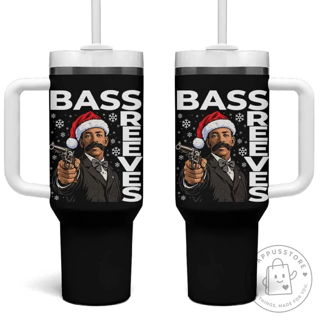 Bass Reeves Christmas Deputy US Marshal Santa Hat Holiday Tumbler With Handle