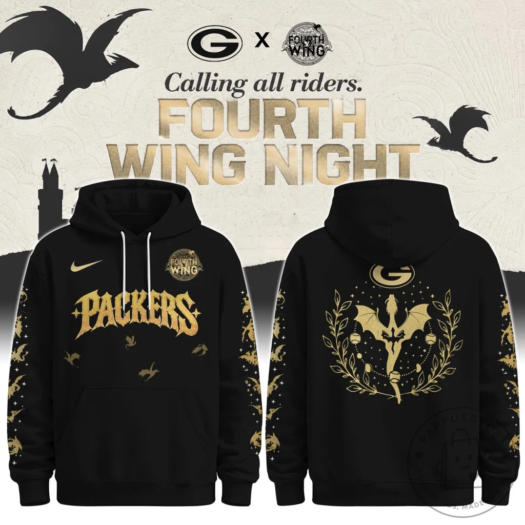 Green Bay Packers Fourth Wing Night Dragon Rider Black Hoodie Green Bay Packers Fourth Wing Night Dragon Rider Black Hoodie