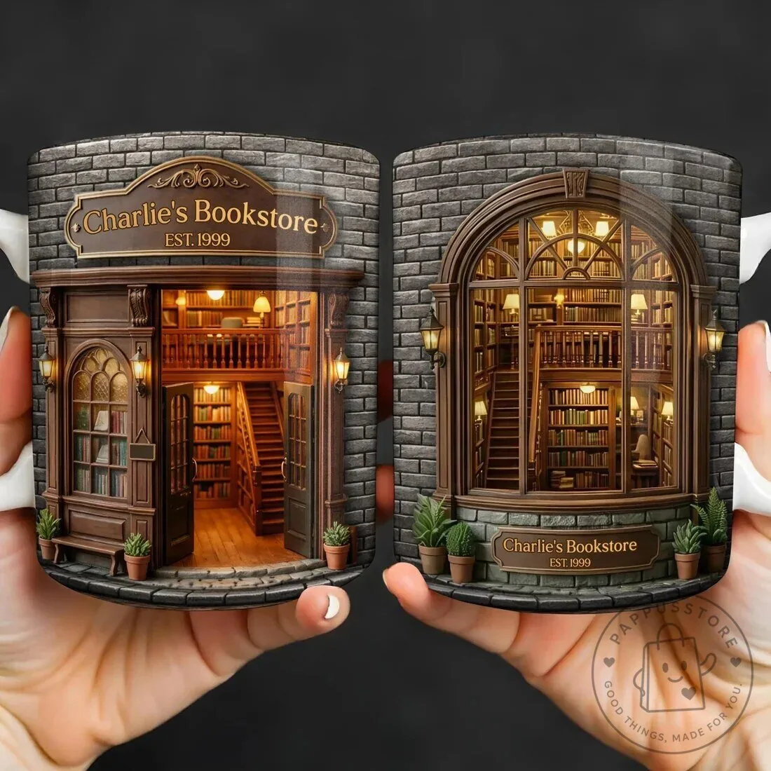 Charlie's Bookstore Established 1999 Personalized Custom Book Lover Coffee Mug