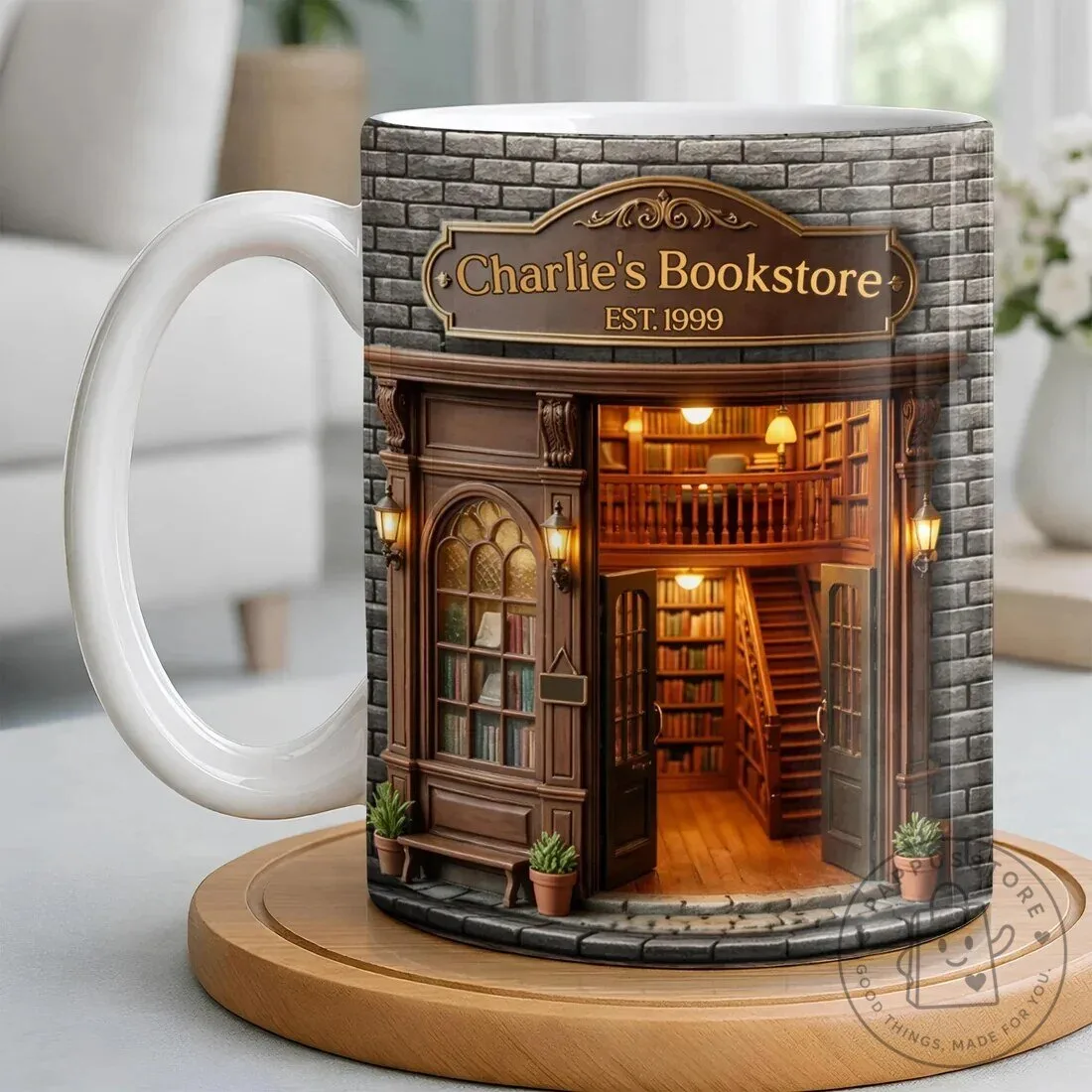 Charlie's Bookstore Established 1999 Personalized Custom Book Lover Coffee Mug 13 Charlie