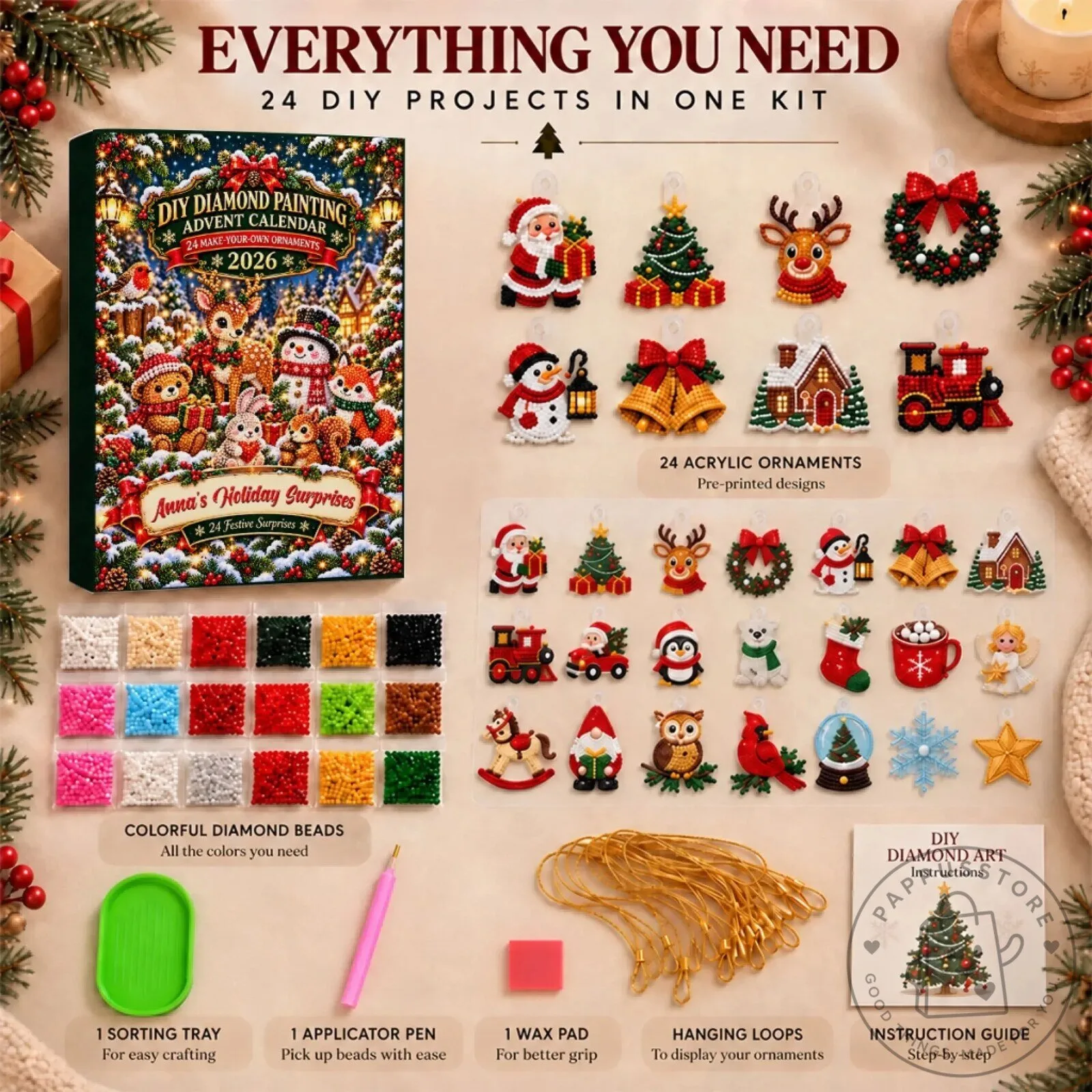 DIY Diamond Painting Advent Calendar 2026 Christmas Ornaments Craft Kit 2D 17 DIY Diamond Painting Advent Calendar 2026 Christmas Ornaments Craft Kit 2D