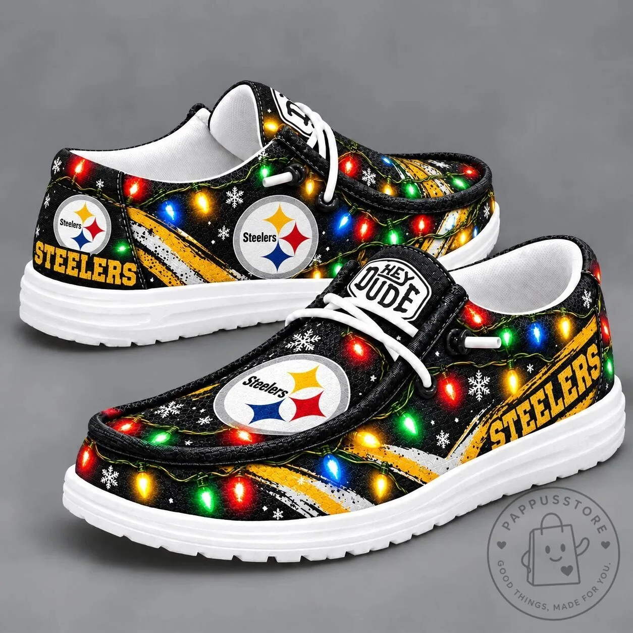 Pittsburgh Steelers Christmas Holiday Light Loafer Shoes 2 Pittsburgh Steelers Christmas Holiday Light Loafer Shoes