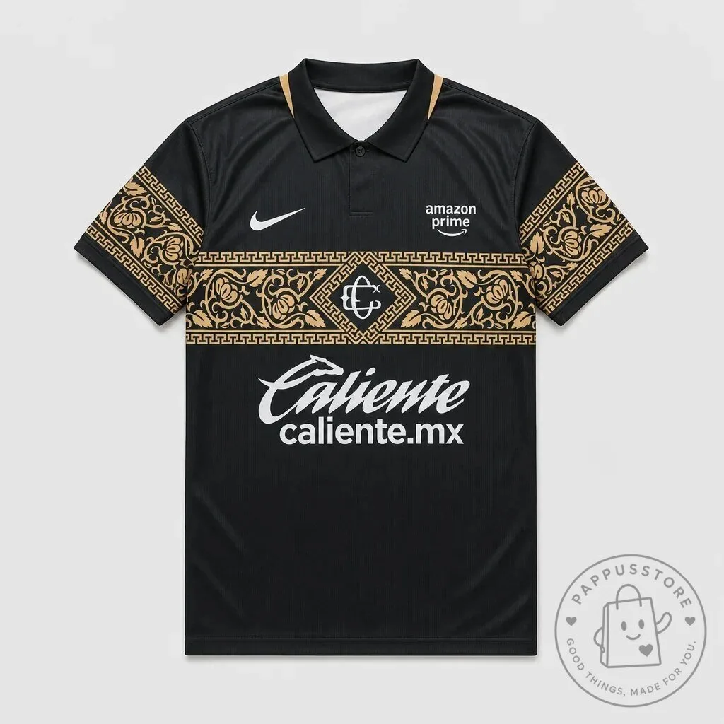 Club America Third Black Gold Amazon Prime Caliente Soccer Jersey
