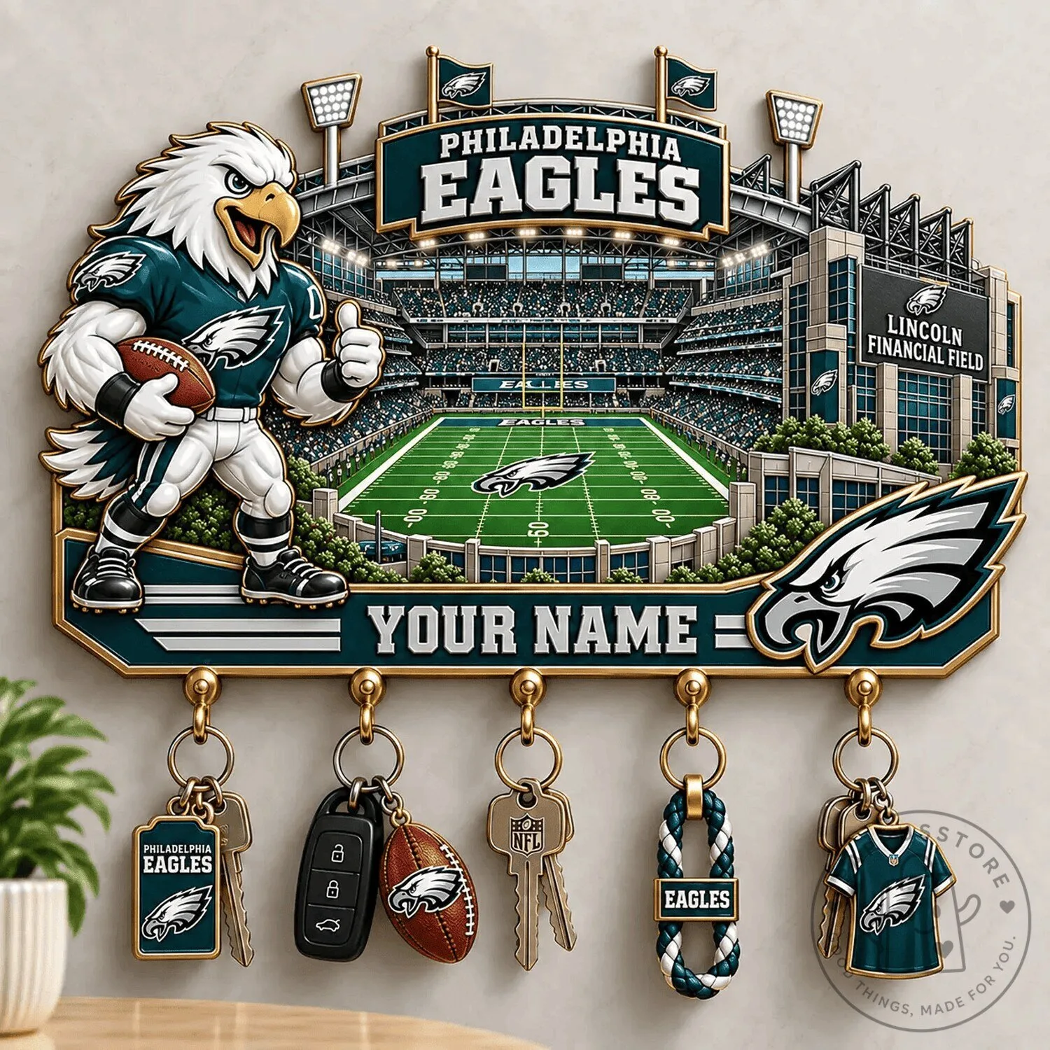 Philadelphia Eagles Football Stadium Personalized Key Holder 3 Philadelphia Eagles Football Stadium Personalized Key Holder