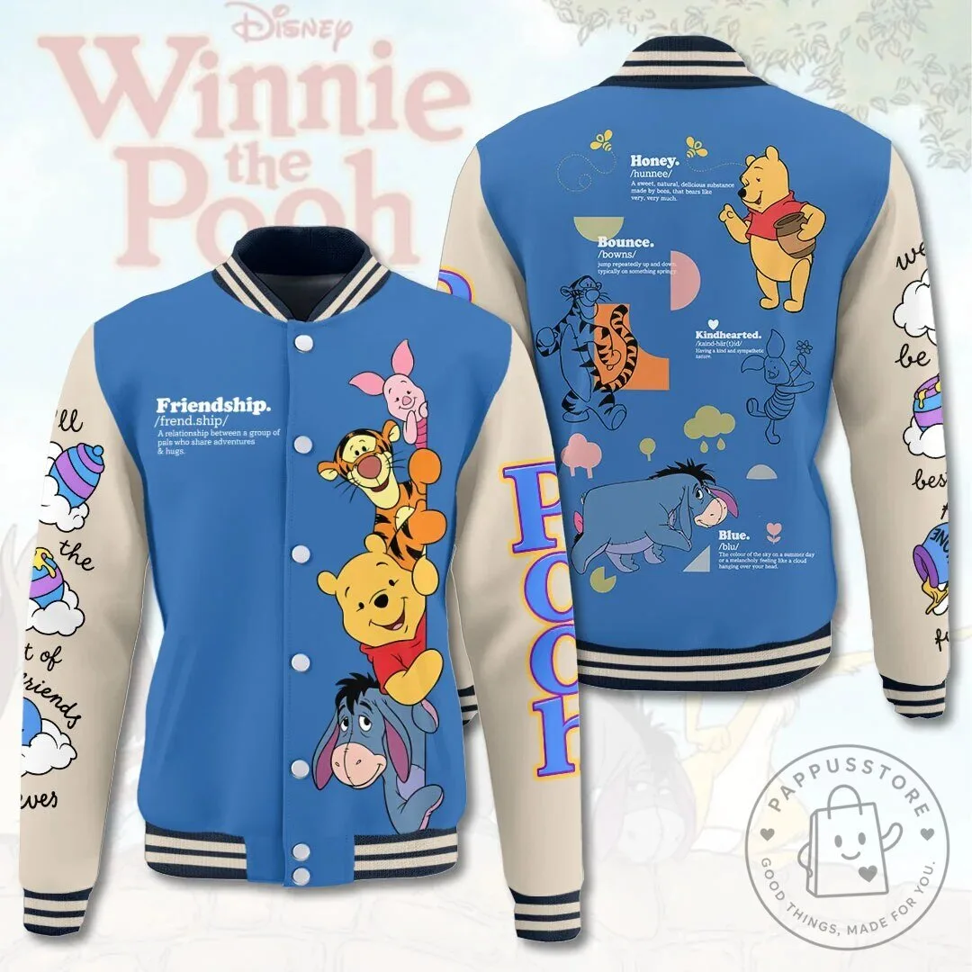 Winnie the Pooh and Friends Dictionary Definition Blue Varsity Jacket