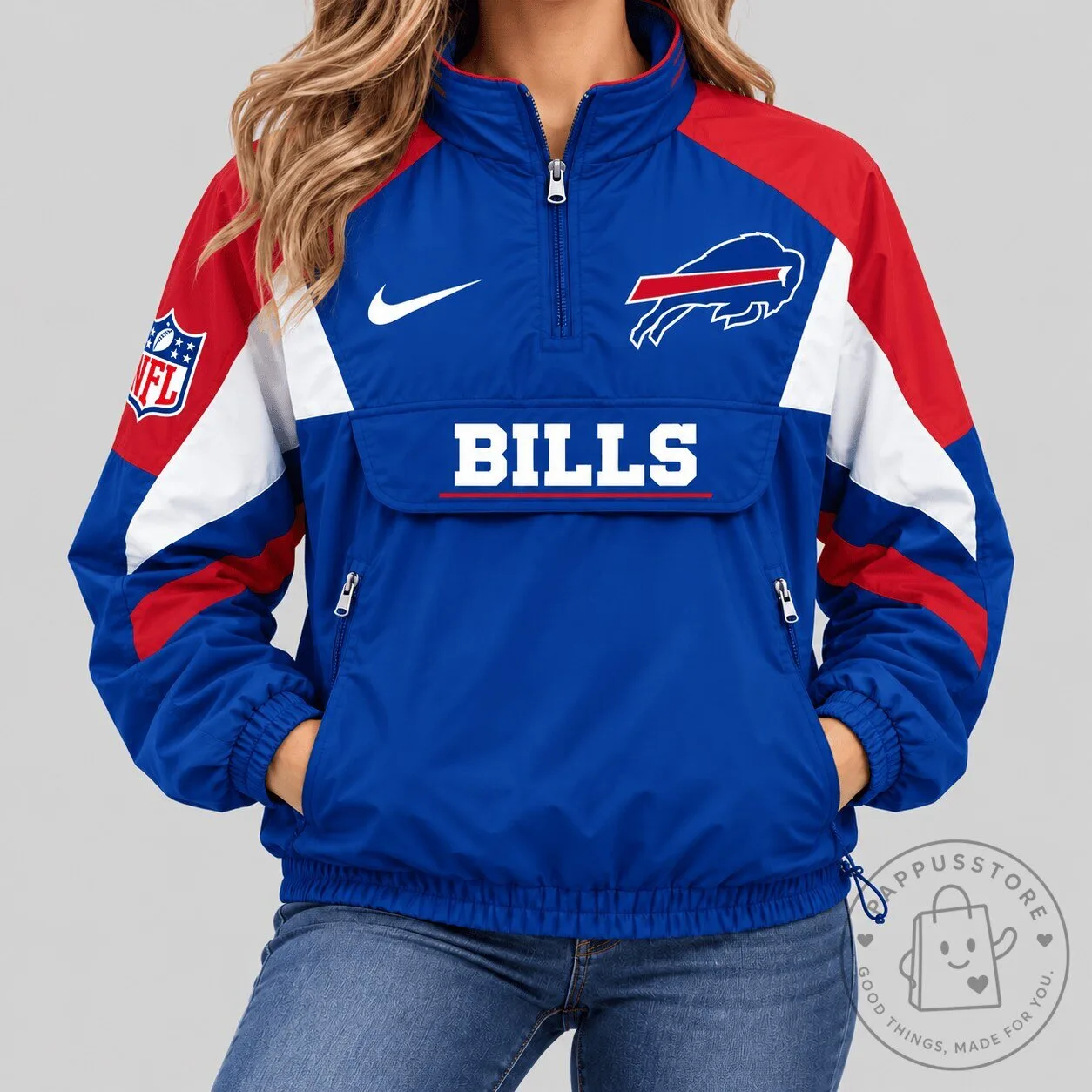 Buffalo Bills Nike NFL Half Zip Pullover Anorak Windbreaker Jacket