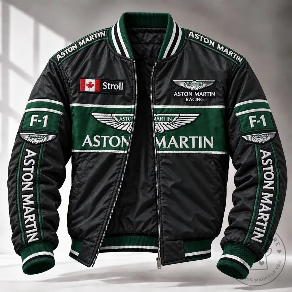 Aston Martin Racing Formula 1 Lance Stroll Bomber Jacket Aston Martin Racing Formula 1 Lance Stroll Bomber Jacket