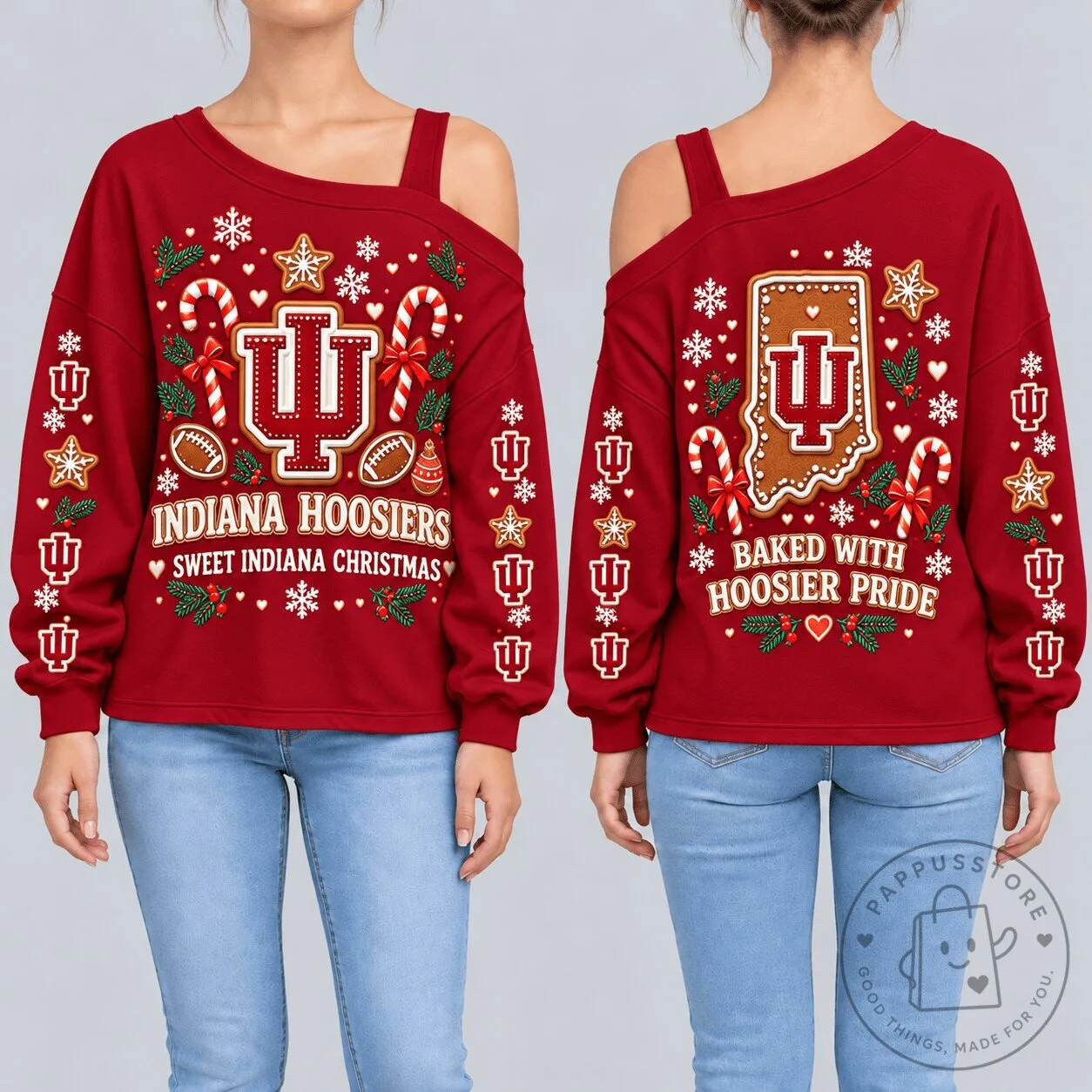 Indiana Hoosiers Sweet Indiana Christmas Gingerbread Holiday Sweatshirt